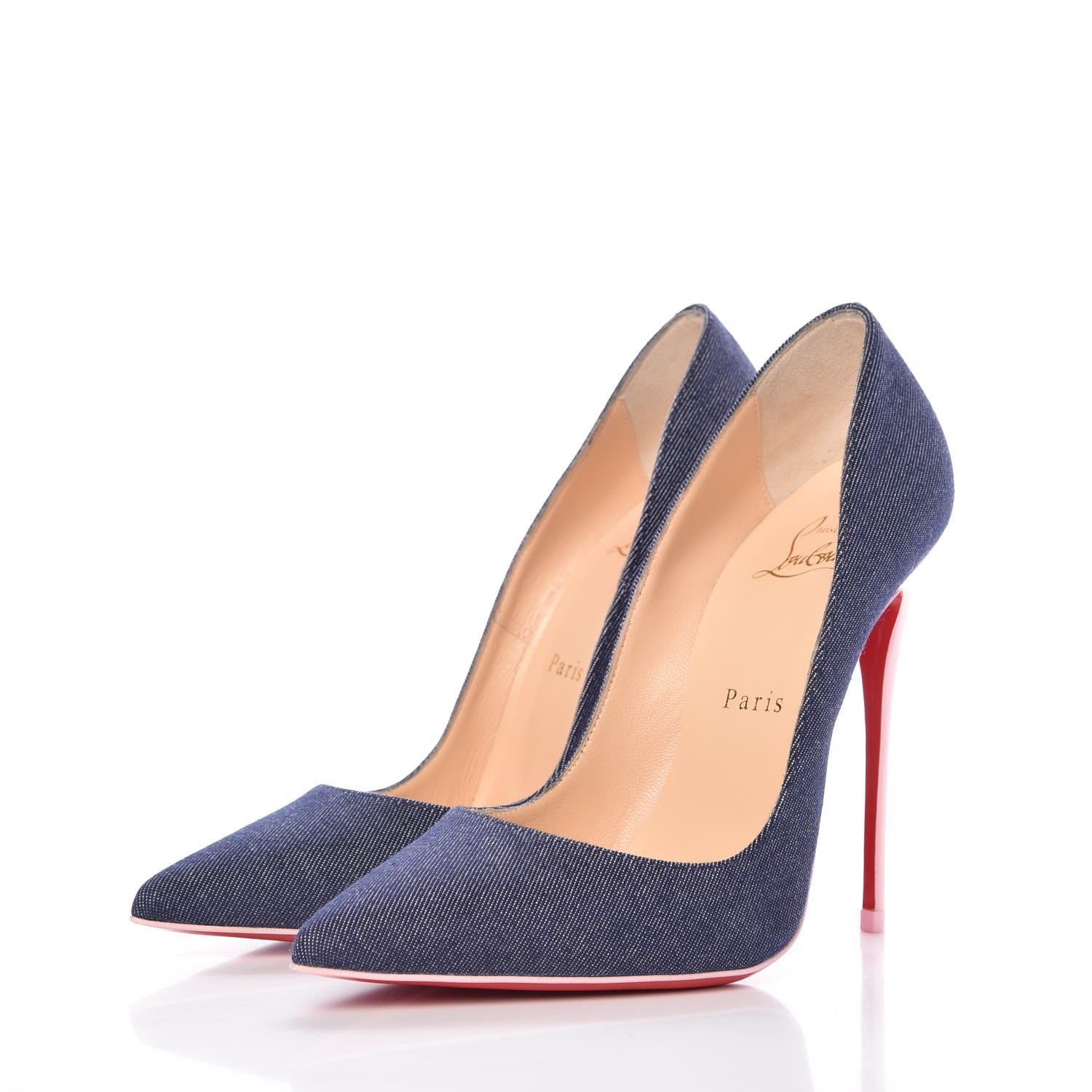 Christian Louboutin Denim Jazz Calf So Kate 120 Pumps 37.5 Blue Pompadour 3 of 9