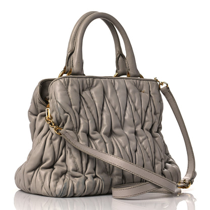 Miu Miu Nappa Matelasse Bauletto Top Handle Bowler Pomice 3 of 12