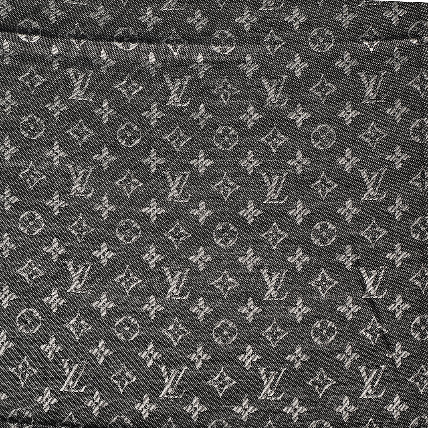 Louis Vuitton Silk Wool Monogram Denim Shawl Black 1 of 5