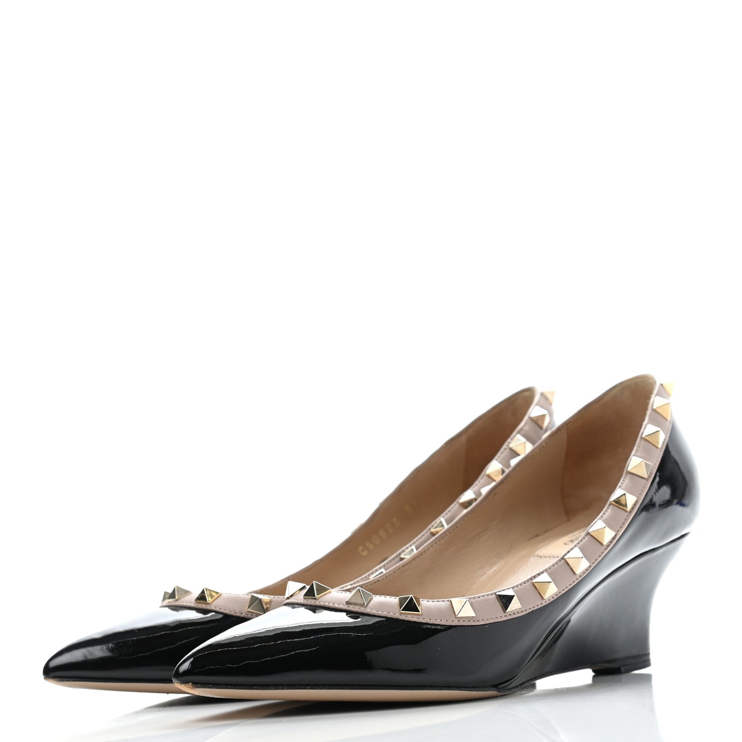 Patent Rockstud 70mm Wedges 37 Black Poudre