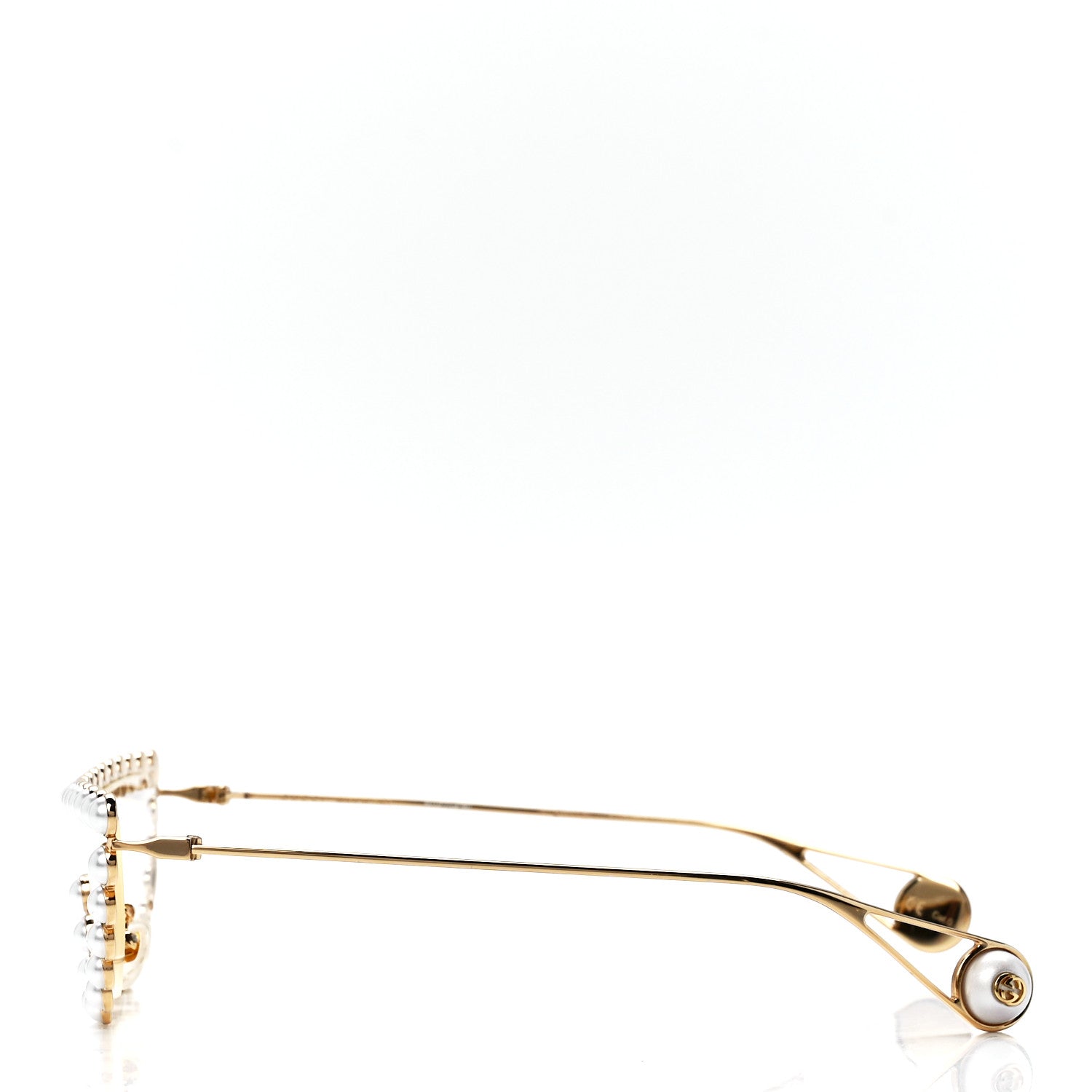 Gucci Metal Pearl Cat Eye Sunglasses GG0364S Gold 3 of 8