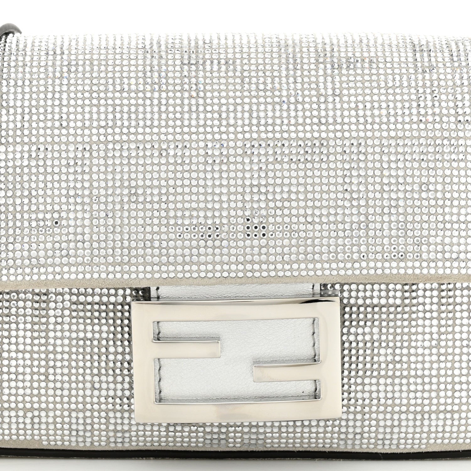 Fendi Crystal Vitello Laminato FF Mini Baguette Crystal Argento 8 of 10