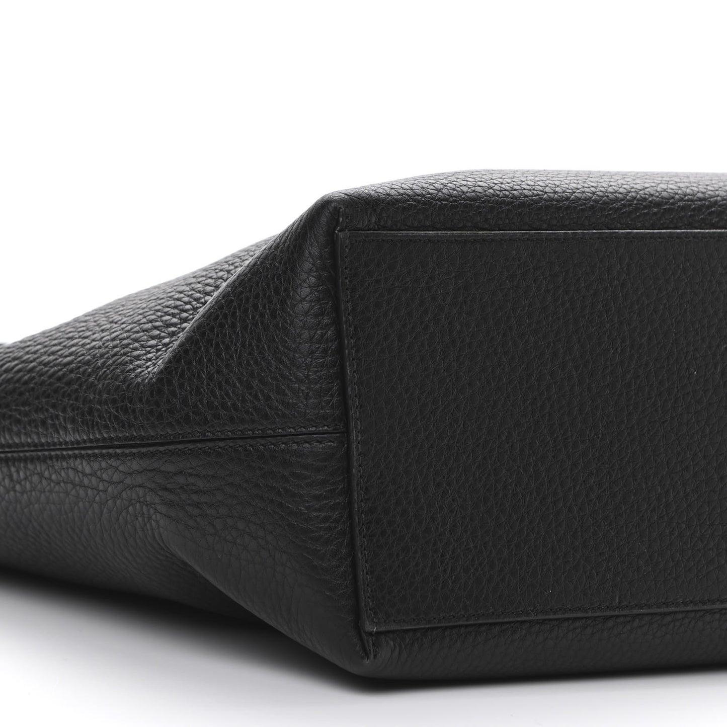 Grained Calfskin Rockstud Shoulder Tote Black