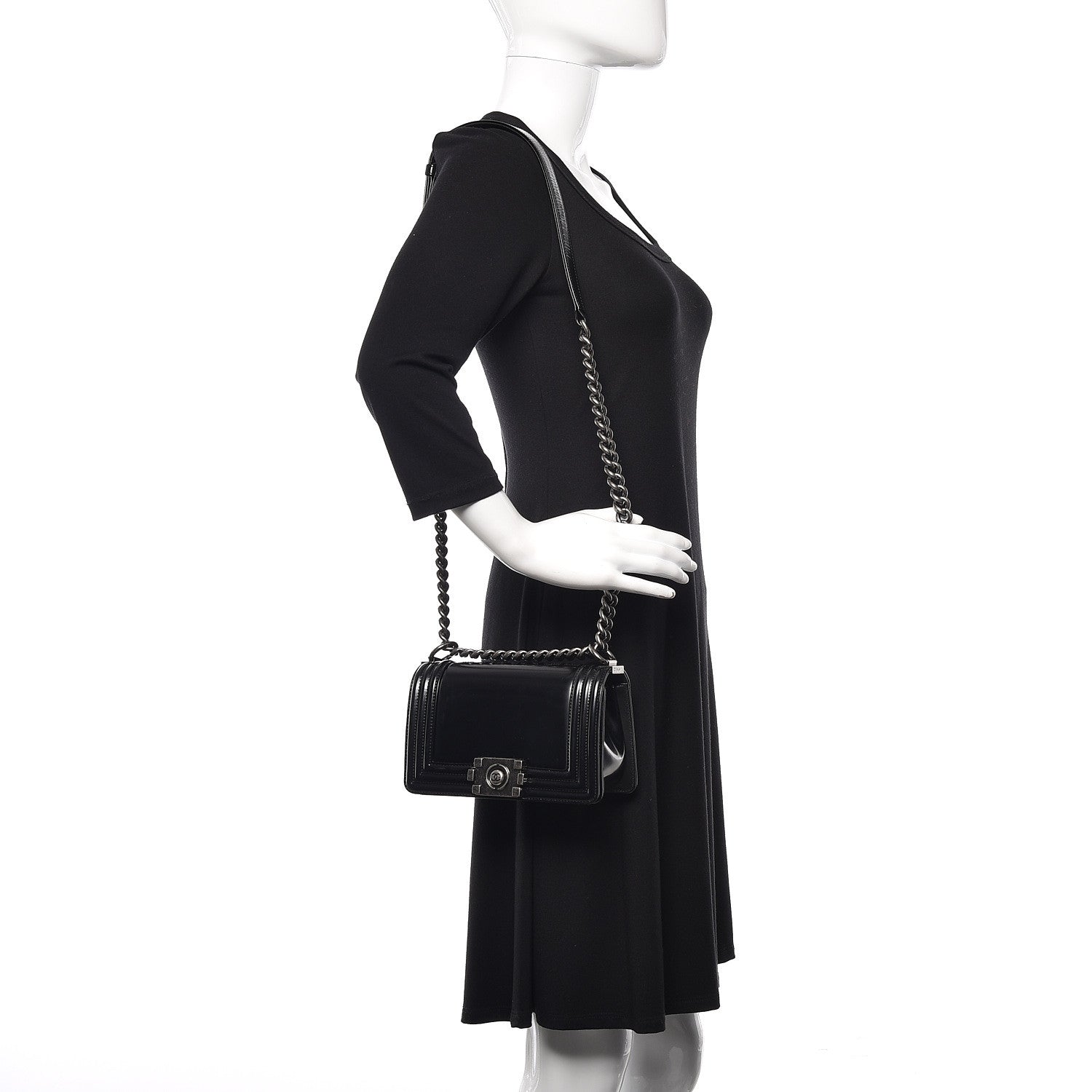 Chanel Glazed Calfskin Small Boy Flap Black 2 of 13