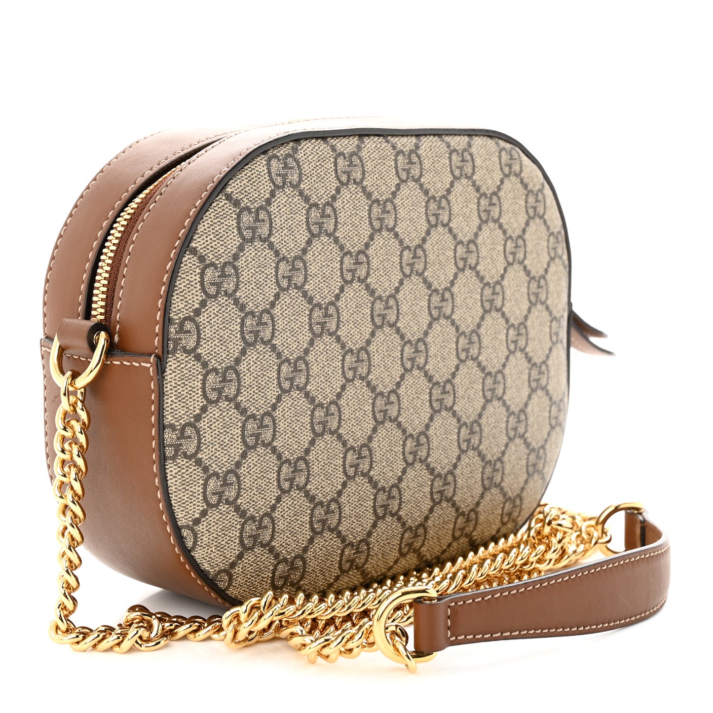 GG Supreme Monogram Blind For Love Embroidered Mini Chain Shoulder Bag Beige Tuscany
