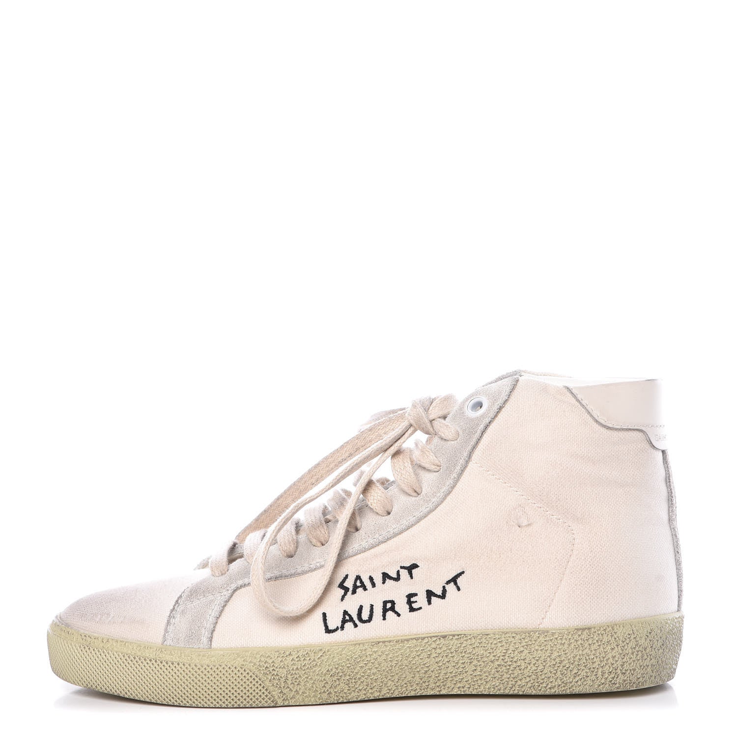 Saint Laurent Distressed Canvas Womens Classic Court High Top Sneakers 36 Milk Panna 1 of 11