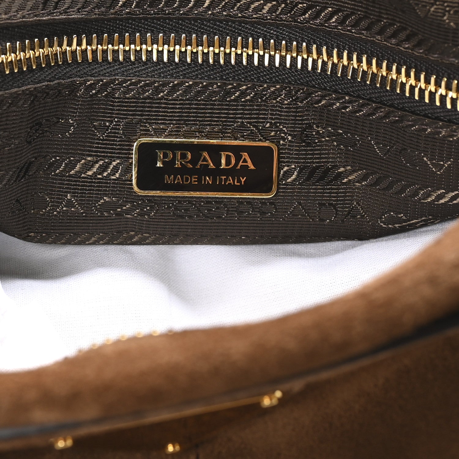 Prada Suede Triangle Medium Bonnie Shoulder Bag Cacao 5 of 8