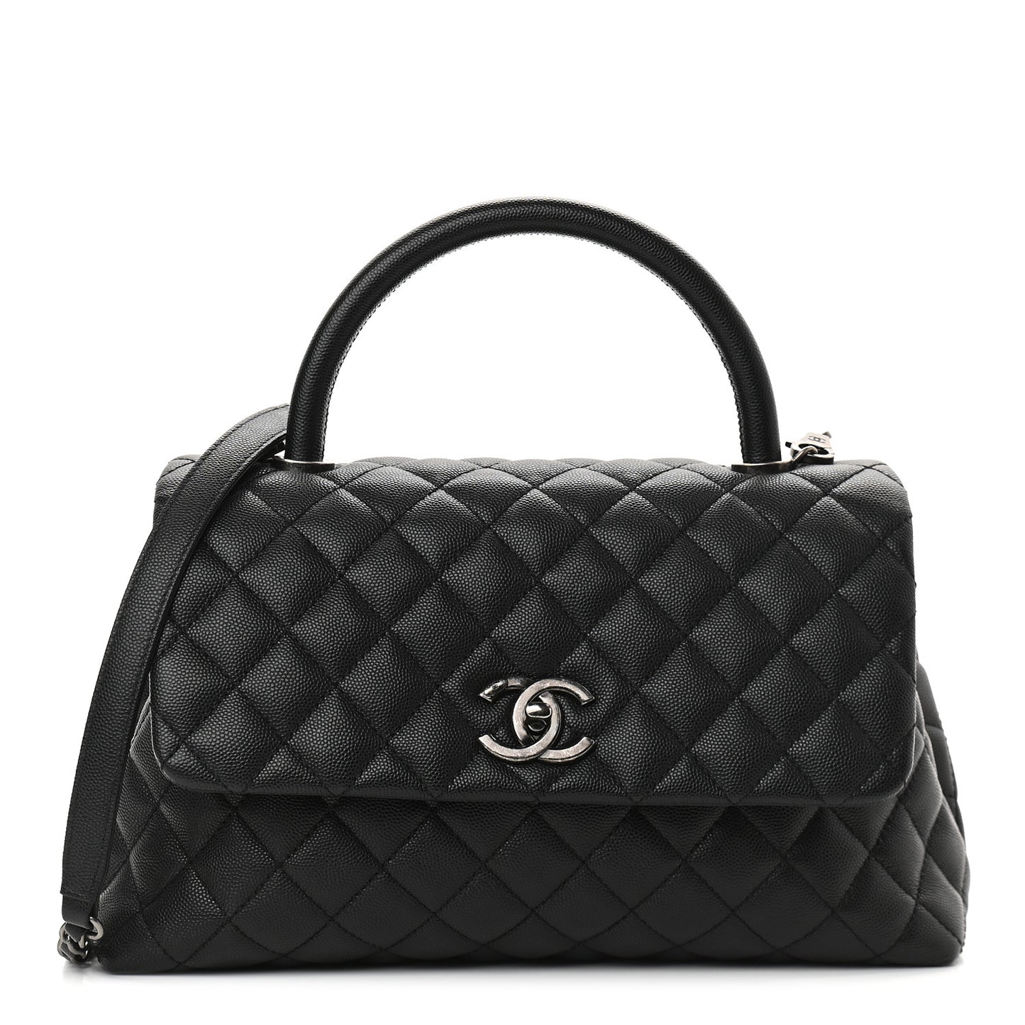 Caviar Quilted Small Coco Handle Flap Black