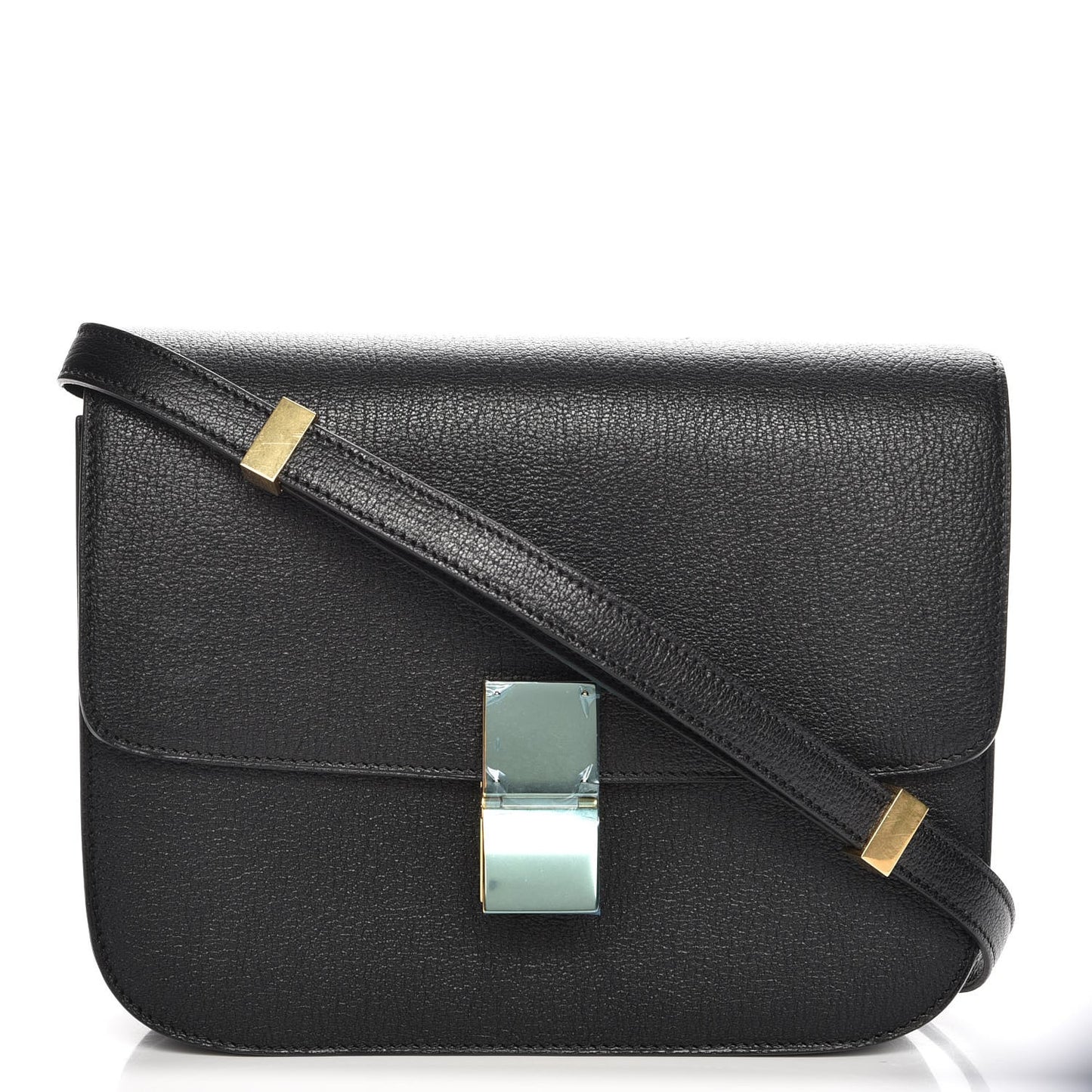 Goatskin Medium Classic Box Flap Bag Black