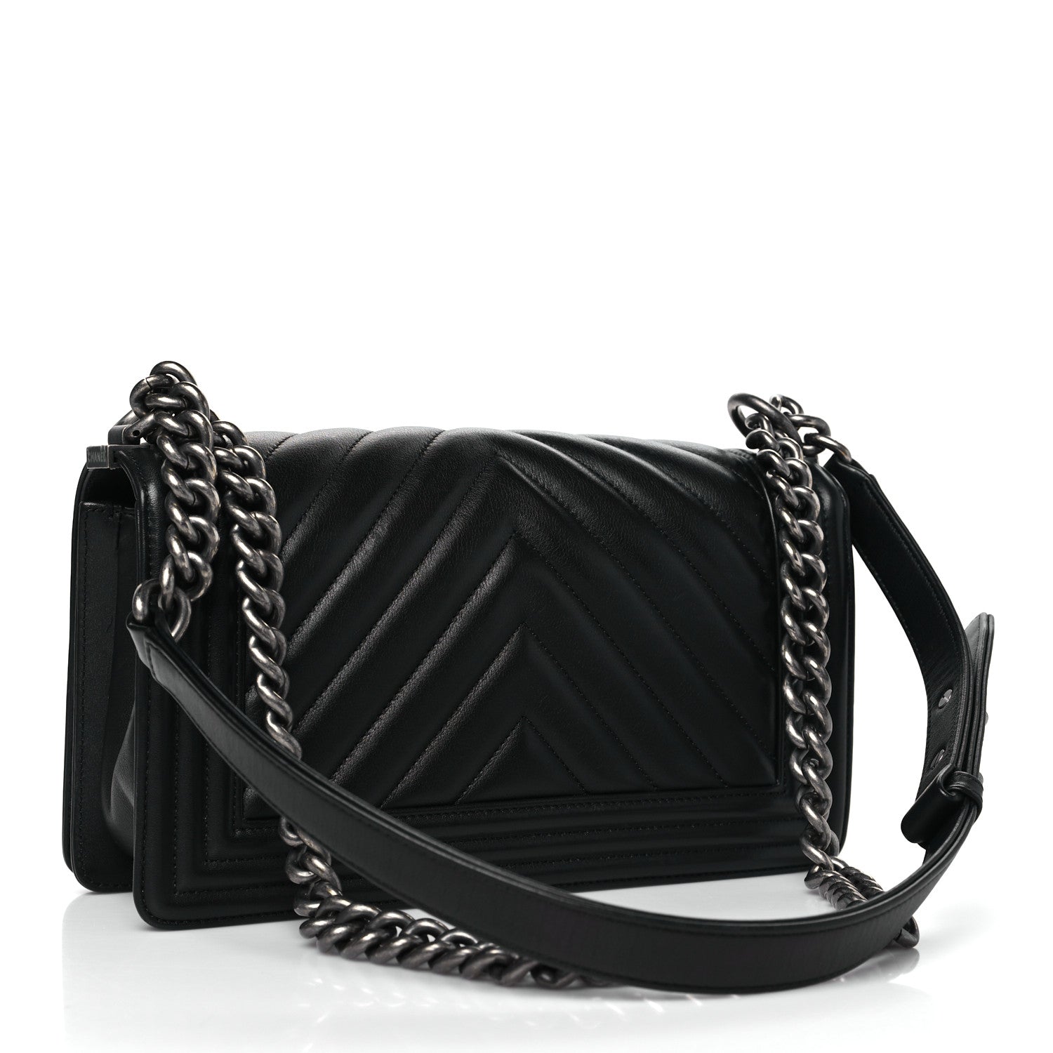 Chanel Calfskin Chevron Quilted Medium Boy Flap Black 3 of 11