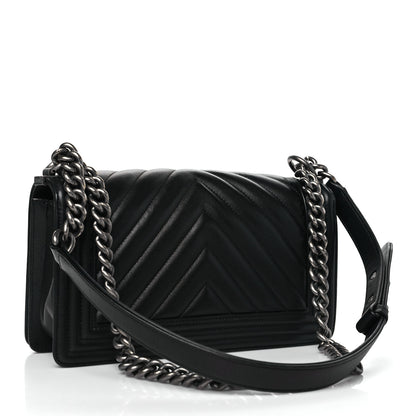 Chanel Calfskin Chevron Quilted Medium Boy Flap Black 3 of 11