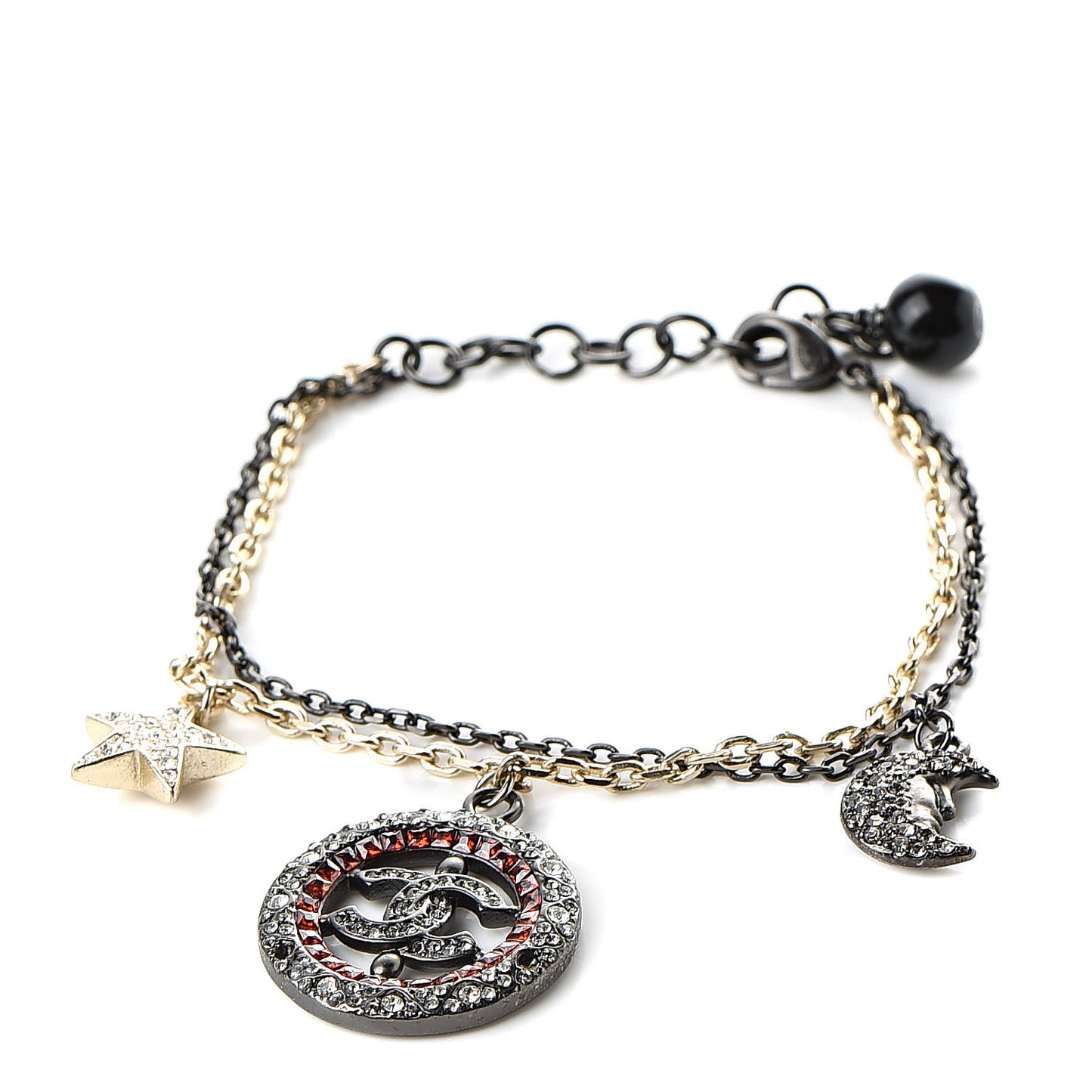 Ruthenium Crystal CC Star Moon Bracelet Gold
