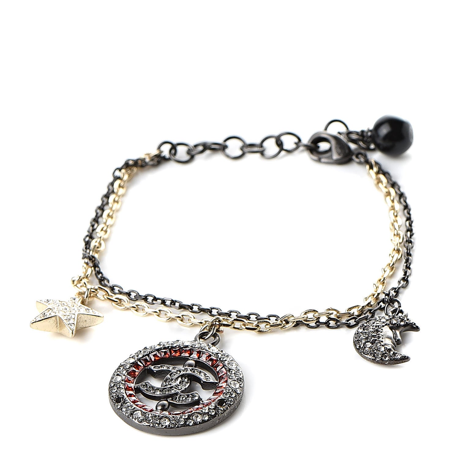 Chanel Ruthenium Crystal CC Star Moon Bracelet Gold 1 of 6