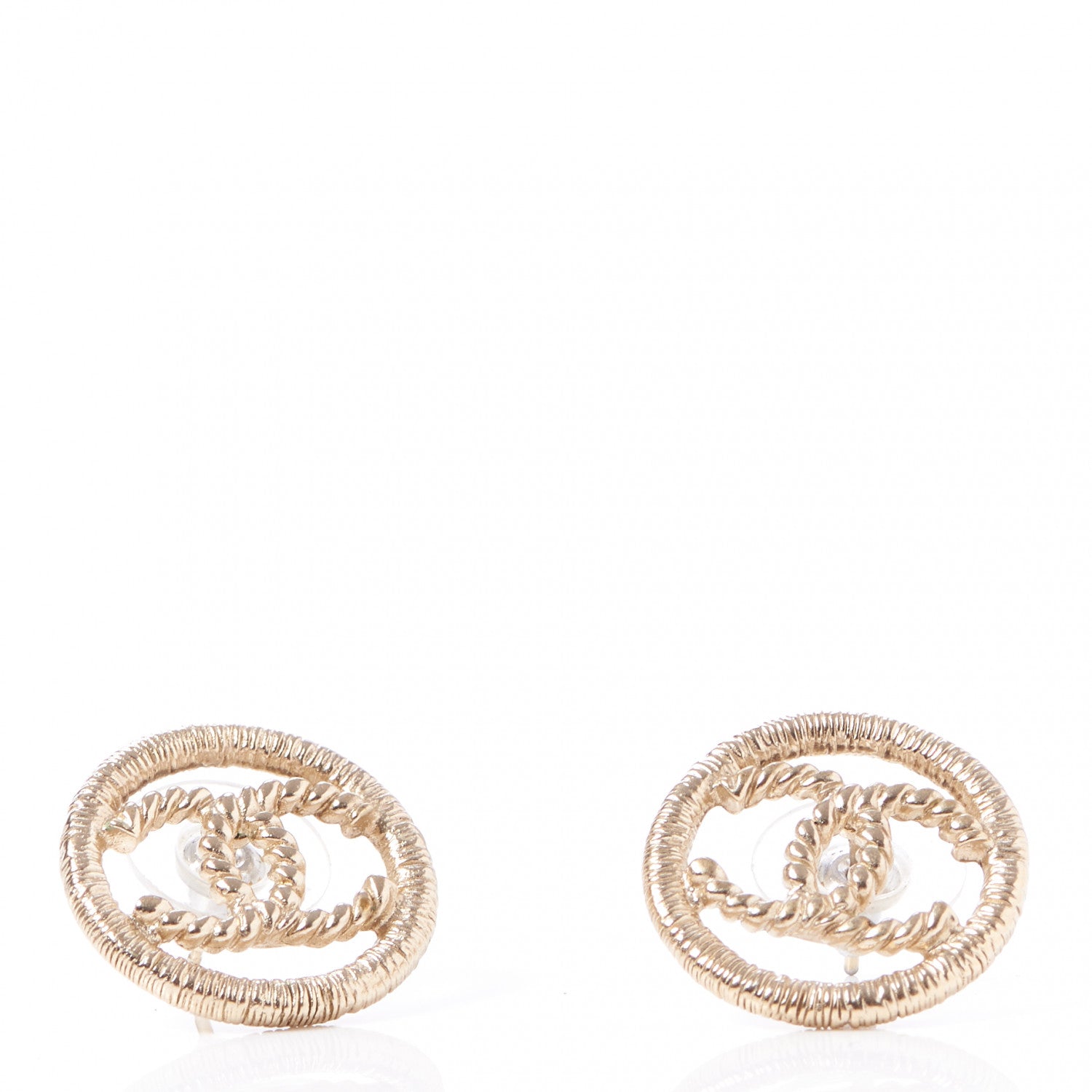 Chanel Twisted CC Earrings Light Gold 5 of 9