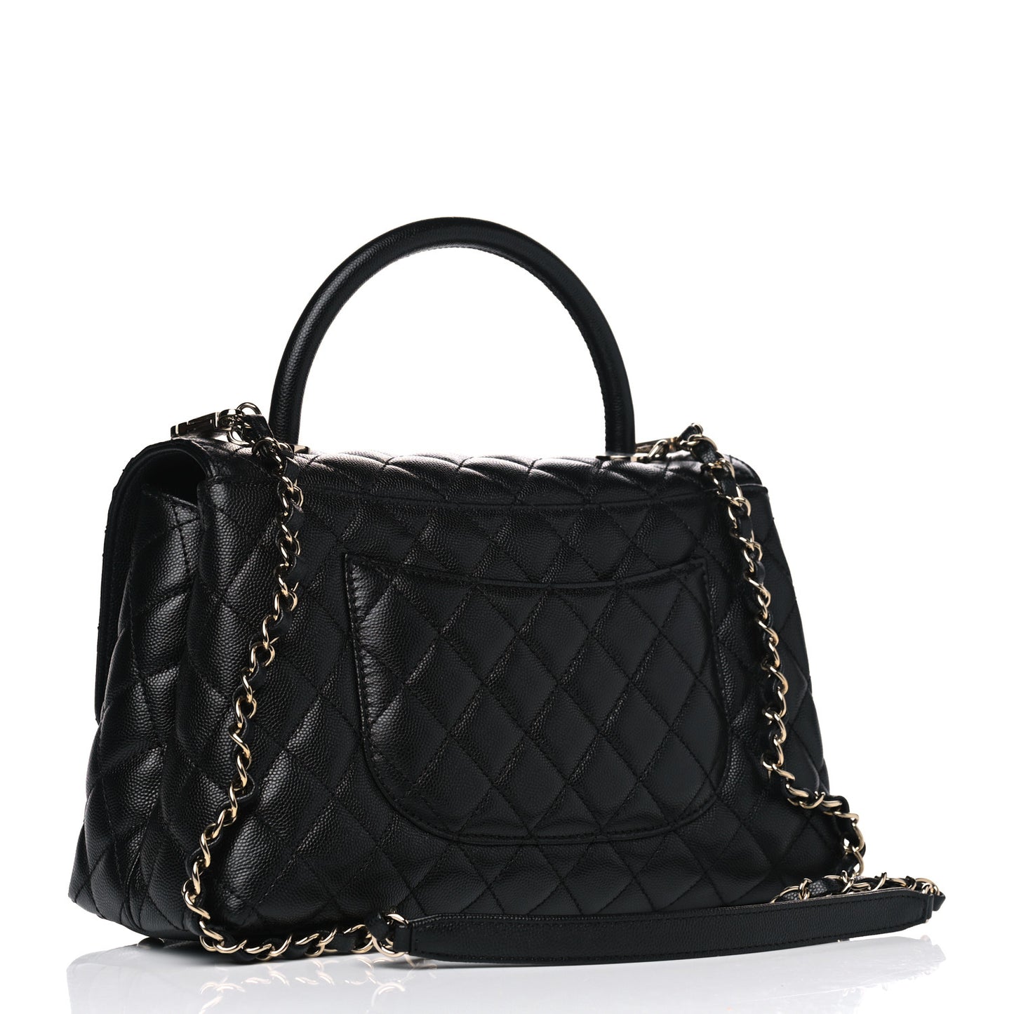 Caviar Quilted Small Coco Handle Flap Black