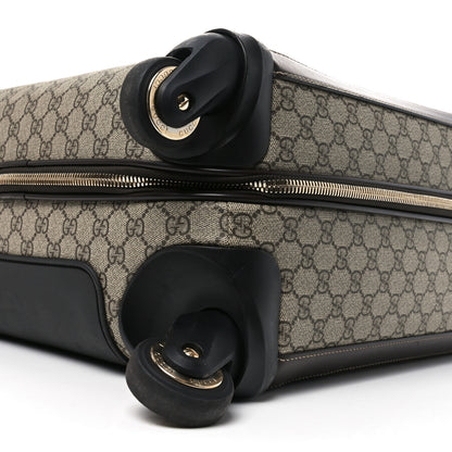 Gucci GG Supreme Monogram Selleria Calfskin Four Wheel Carry On Suitcase Beige Ebony Cocoa 9 of 9