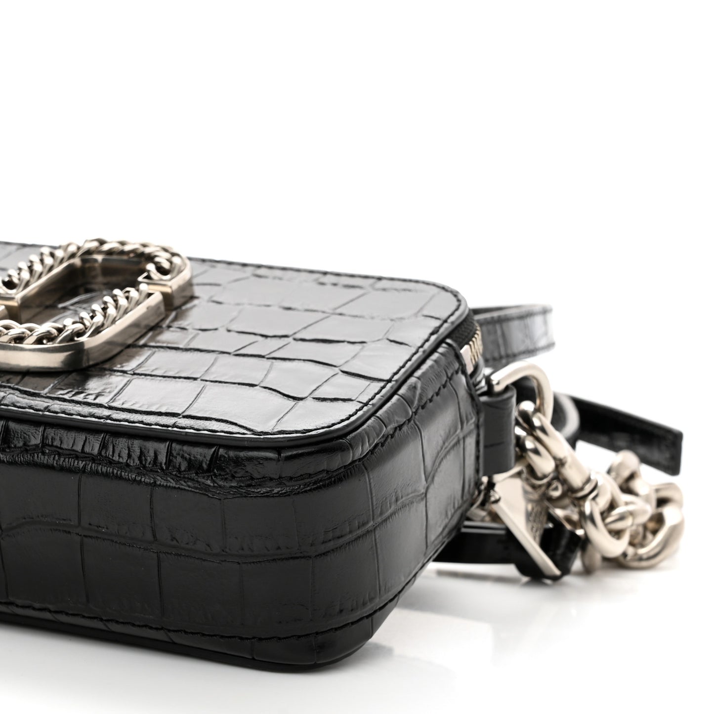 Croc Embossed Snapshot Camera Bag Black