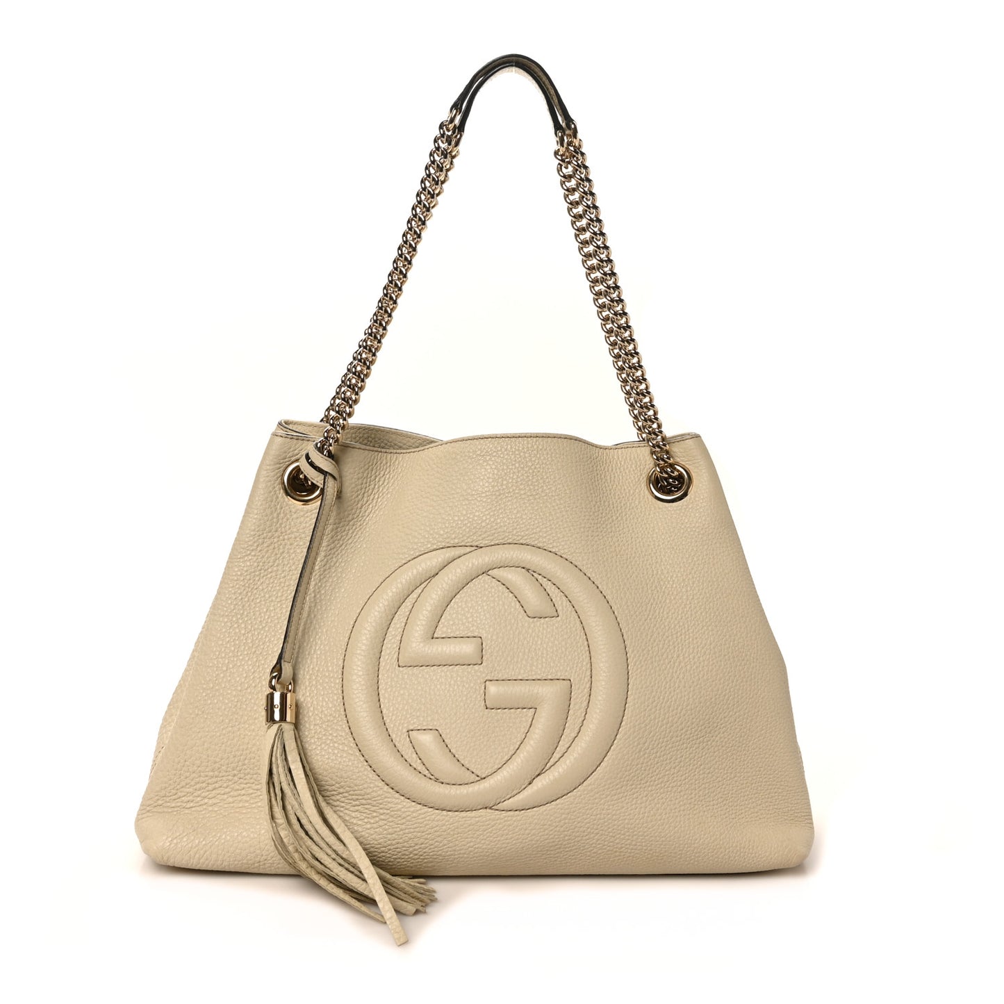 Pebbled Calfskin Medium Soho Chain Shoulder Bag Off White