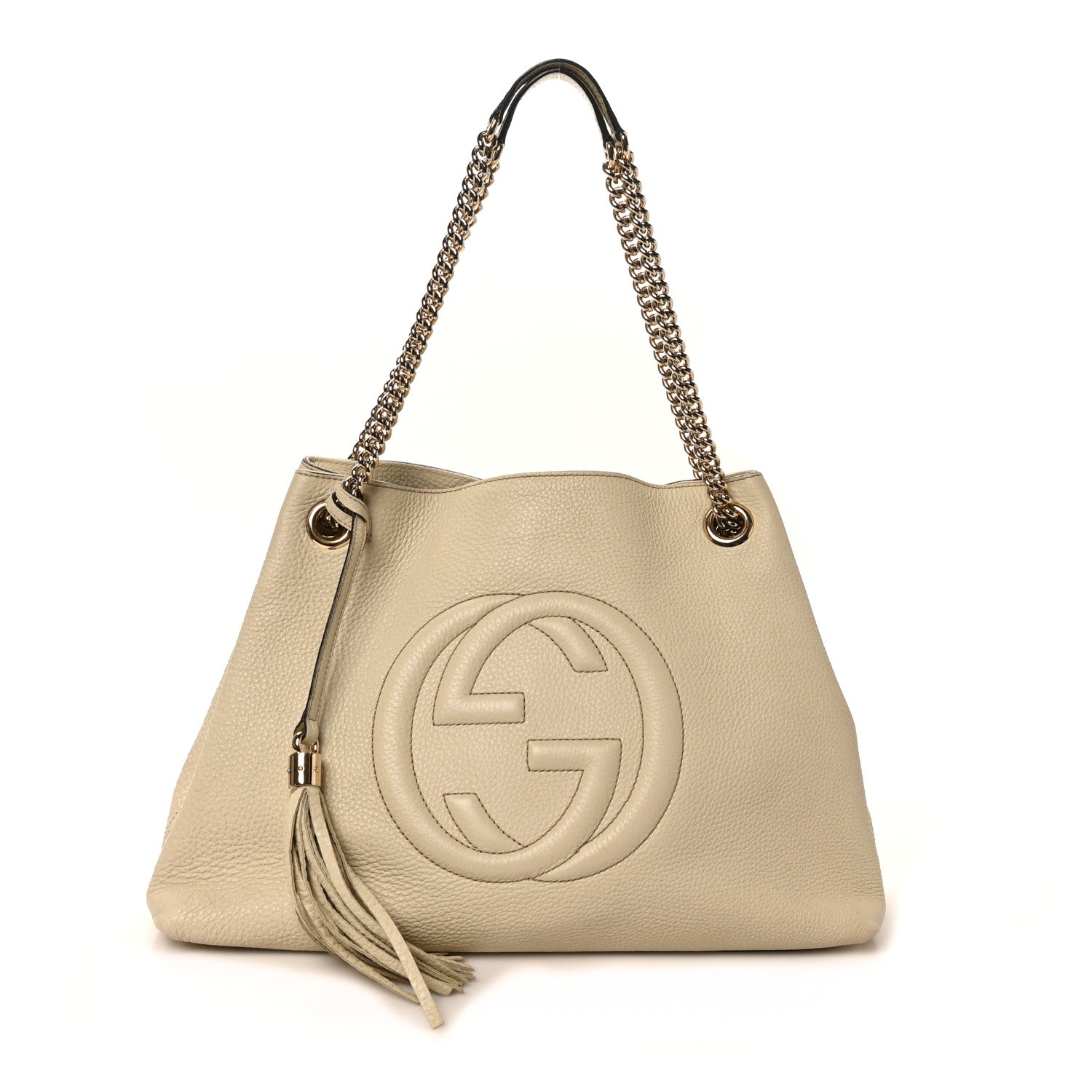 Gucci Pebbled Calfskin Medium Soho Chain Shoulder Bag Off White 1 of 10