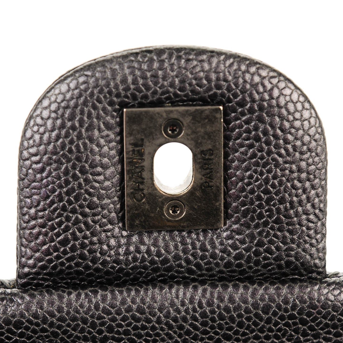 Iridescent Quilted Small Chic Caviar Flap Dark Silver