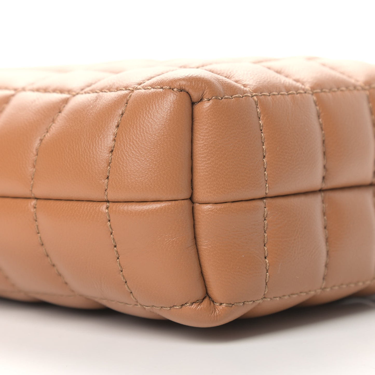 Lambskin Quilted Micro Lola Bucket Bag Maple Brown