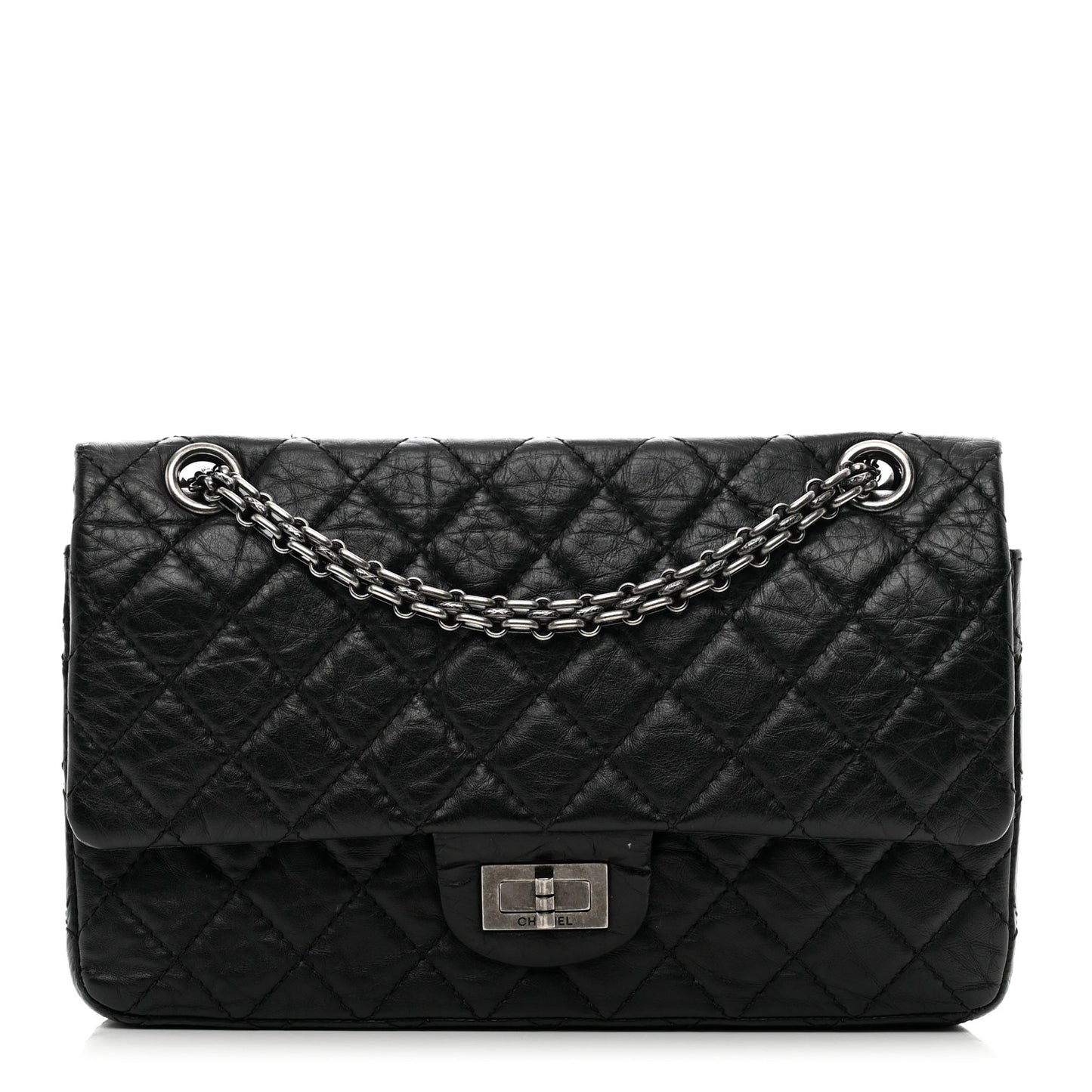 Aged Calfskin Quilted 2.55 Reissue 225 Flap Black