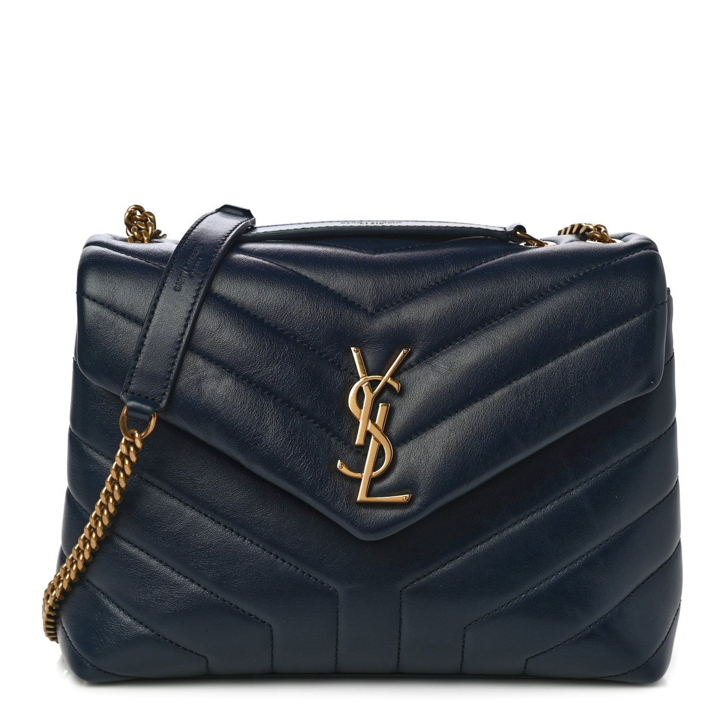 Calfskin Y Quilted Monogram Small Loulou Chain Satchel Denim Brut