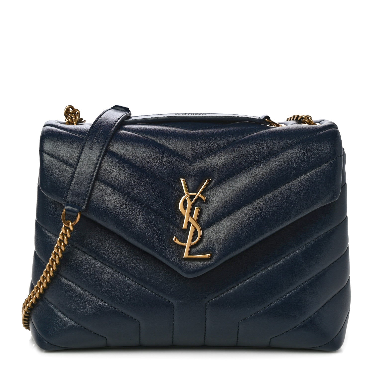 Saint Laurent Calfskin Y Quilted Monogram Small Loulou Chain Satchel Denim Brut 1 of 10