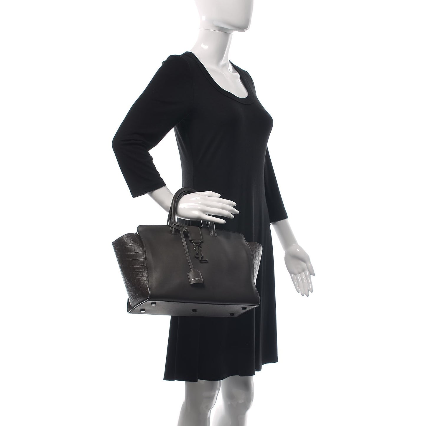 Calfskin Crocodile Embossed Small Monogram Downtown Cabas Earth