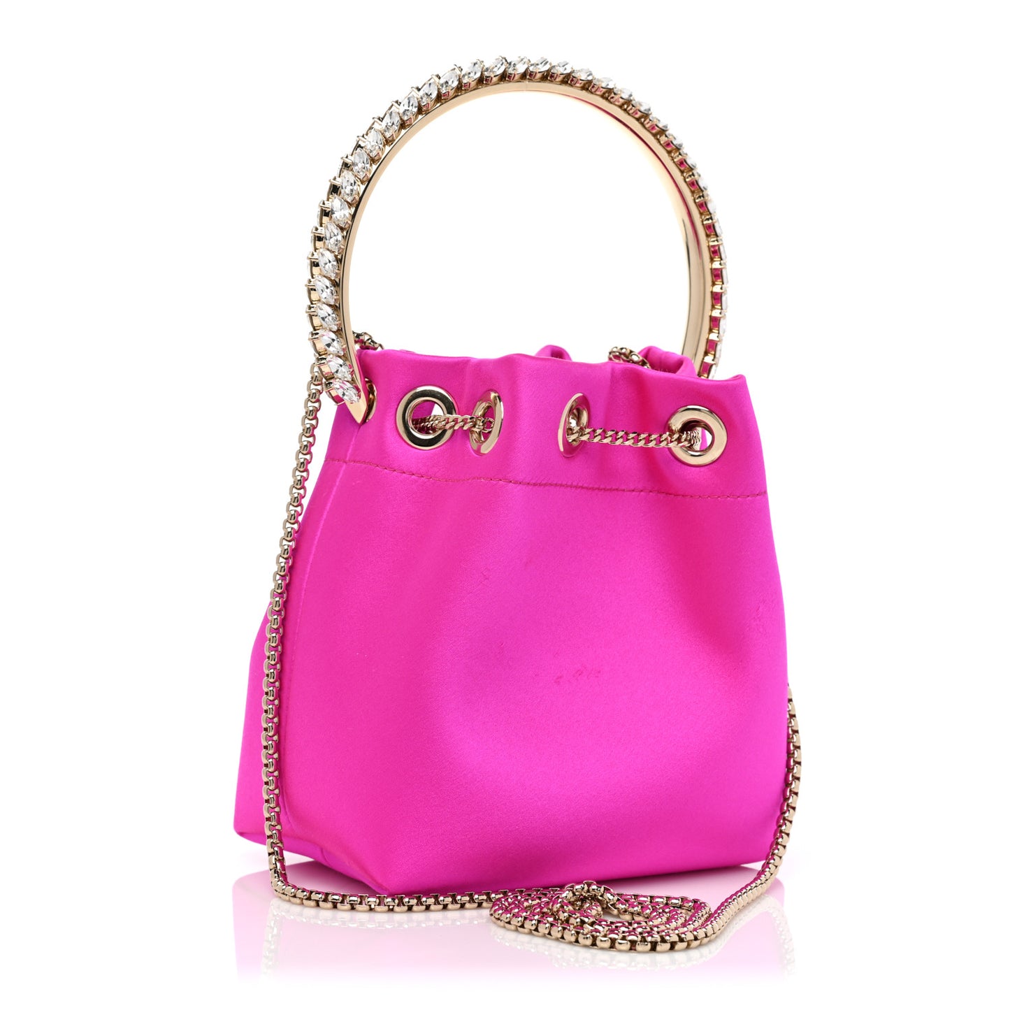 Satin Crystal Embellished Bon Bon Bag Fuchsia