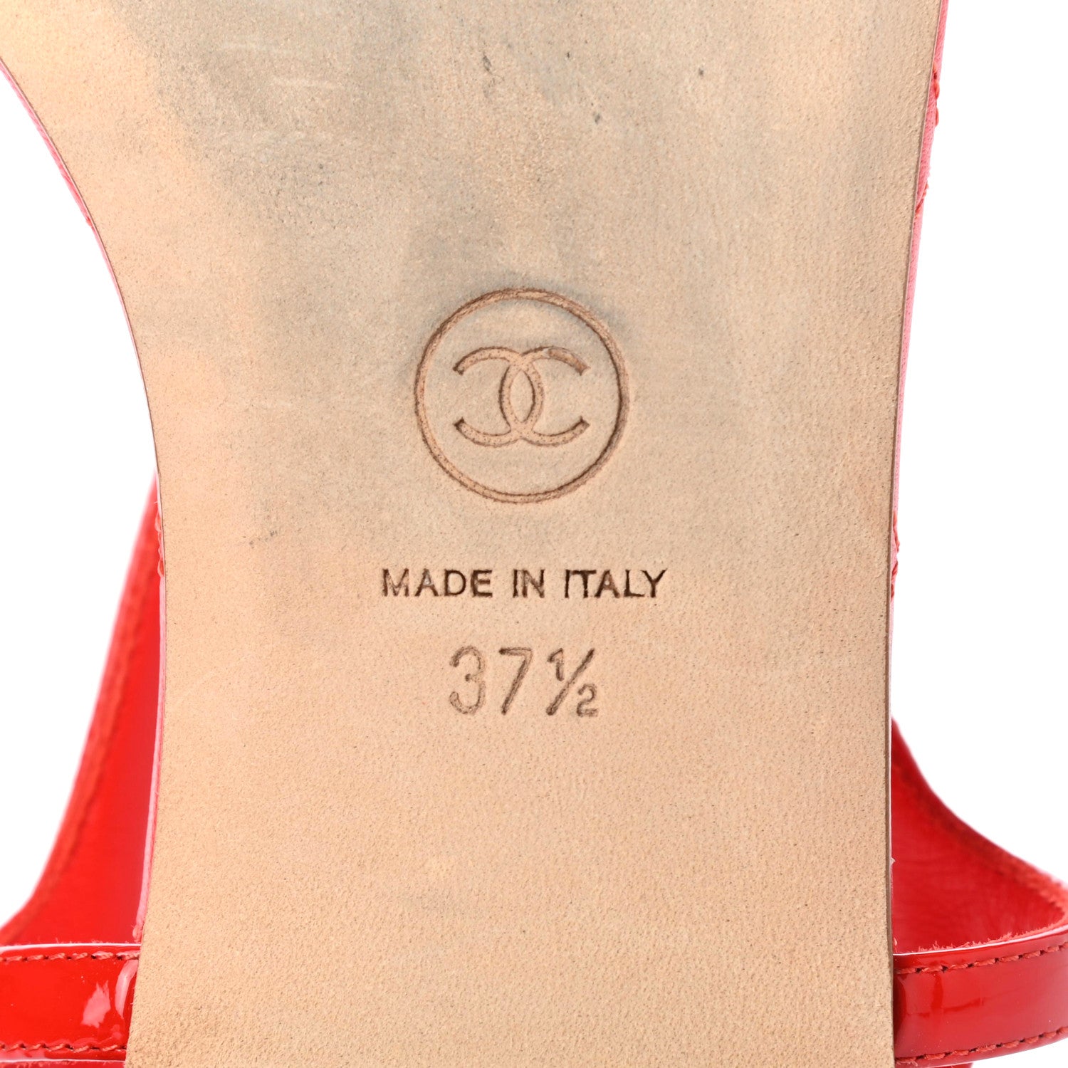 Chanel Patent CC Logo Thong Sandals 37.5 Red 8 of 8