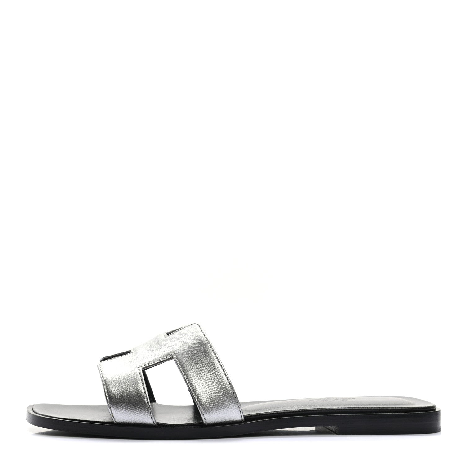 Hermes Metallic Epsom Oran Sandals 37.5 Gris Argente 1 of 12