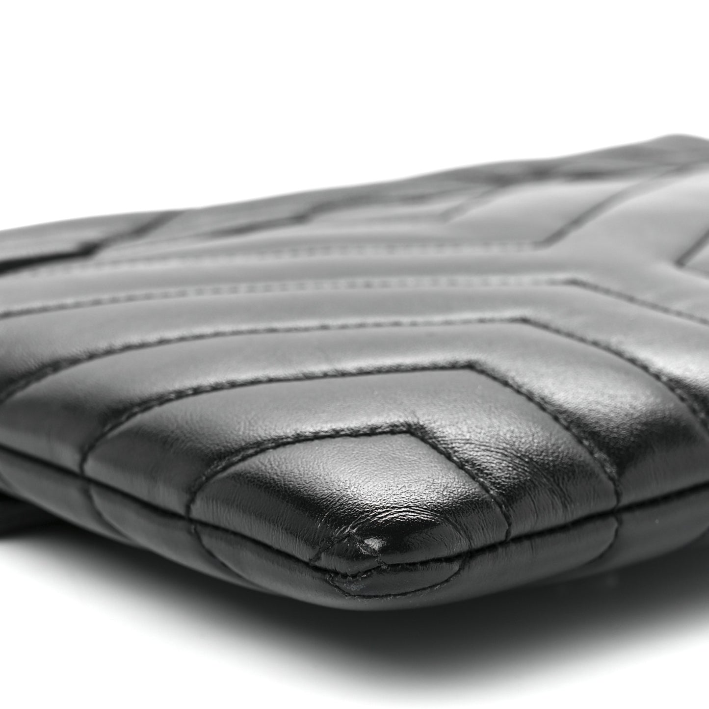 Calfskin Y Quilted Monogram Loulou Flap Bag Black