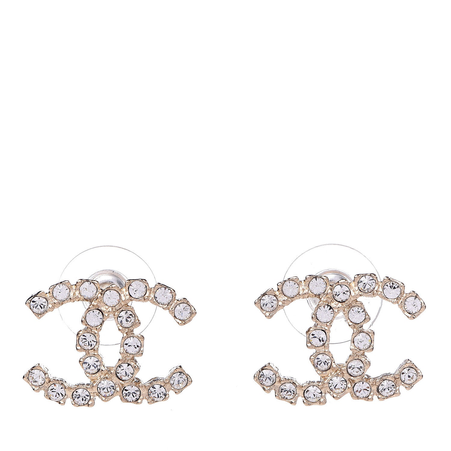 Chanel Crystal CC Earrings Gold 1 of 5