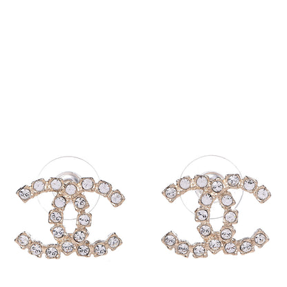 Chanel Crystal CC Earrings Gold 1 of 5