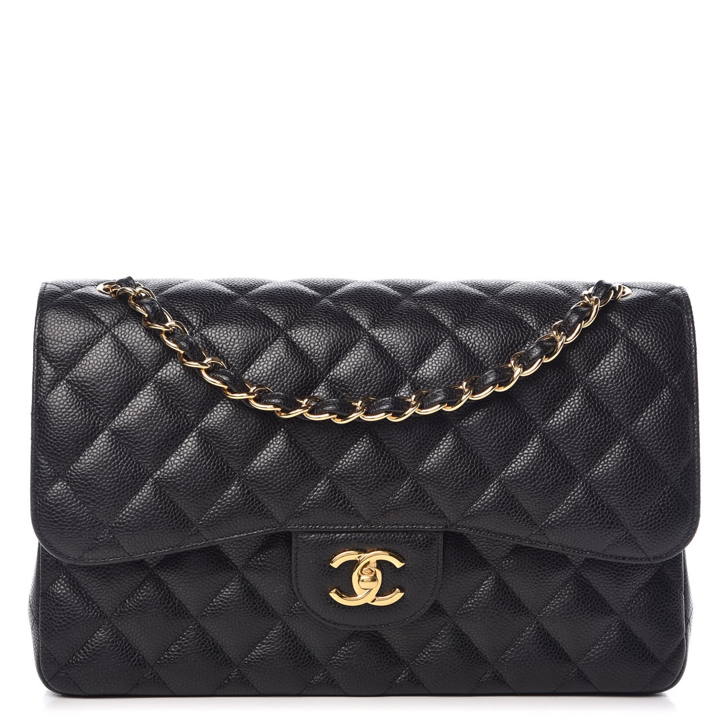Caviar Quilted Jumbo Double Flap Black