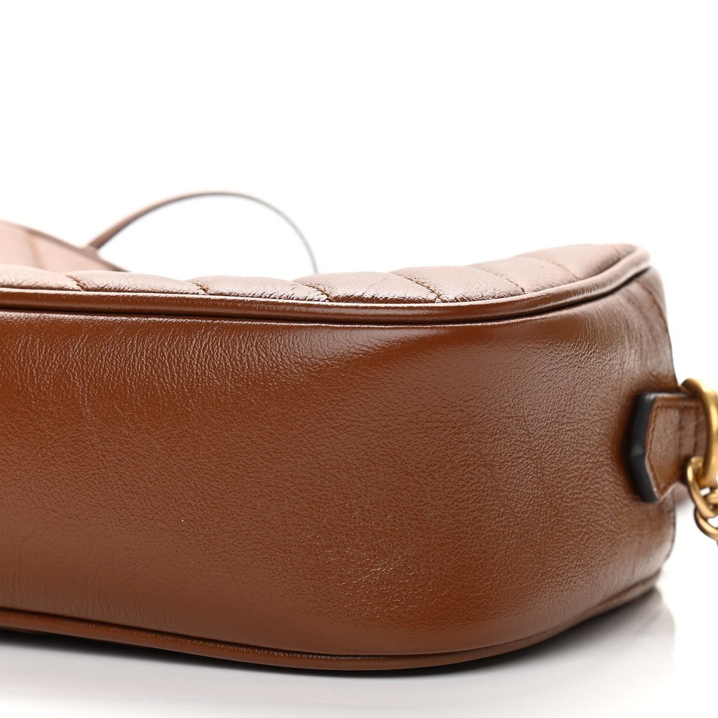 Glazed Calfskin Matelasse Diagonal Small GG Marmont Chain Shoulder Bag Cuir