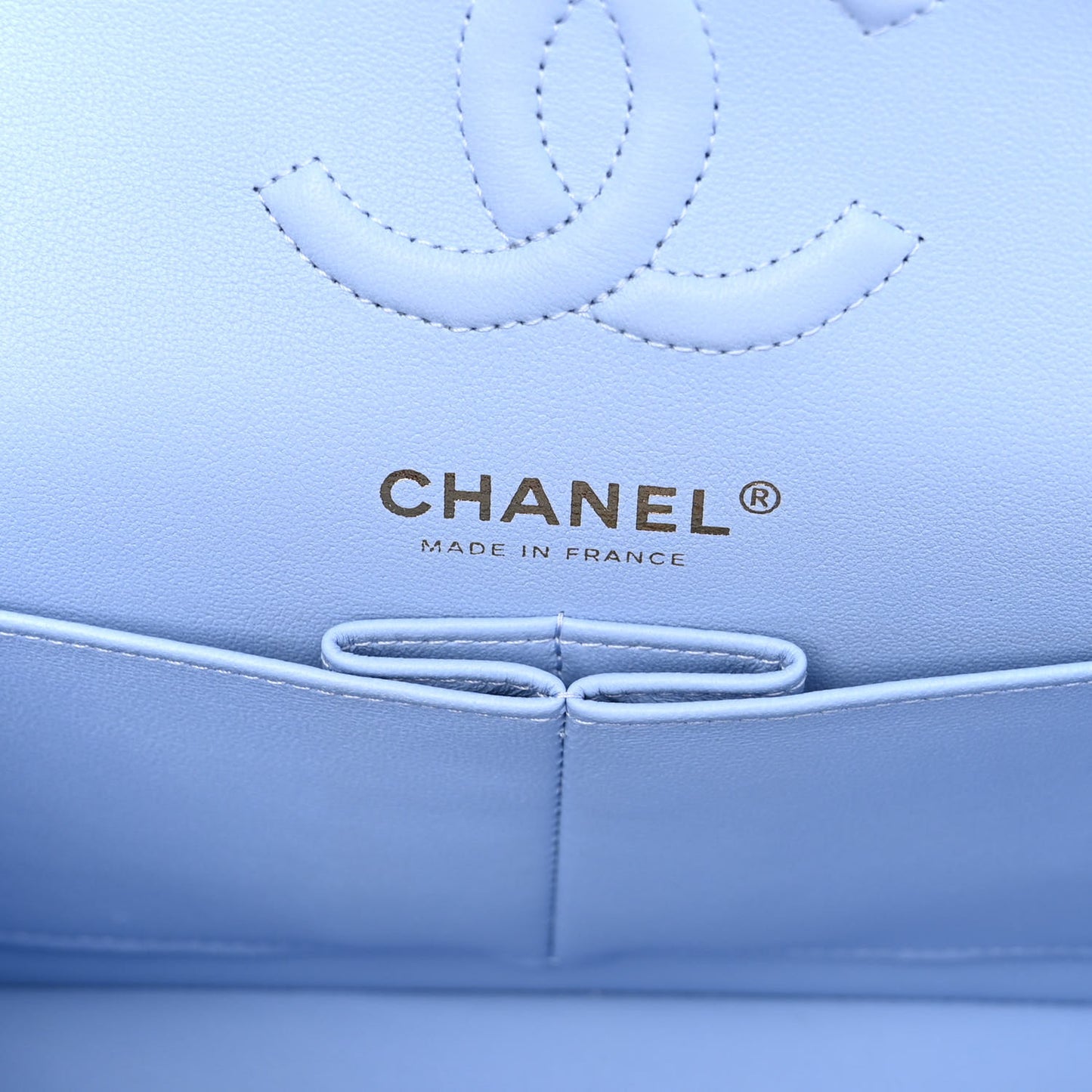 Caviar Quilted Small Double Flap Light Blue