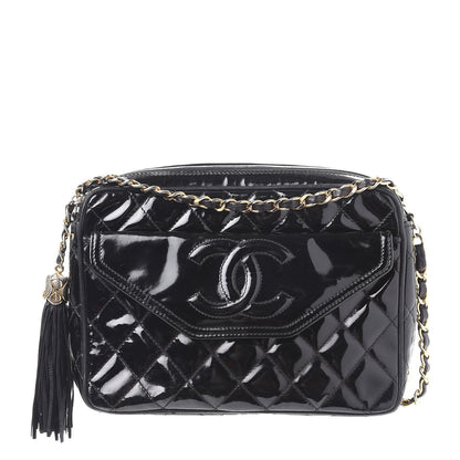 Chanel Patent Quilted Tassel Small Camera Case Black 1 of 11