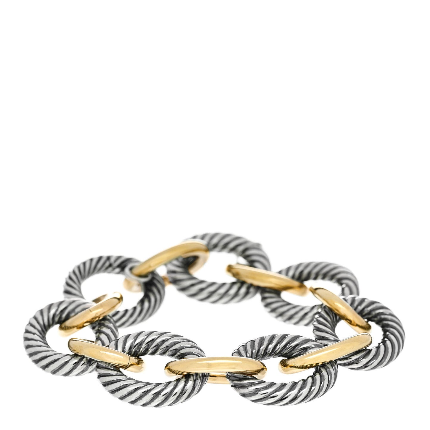 Sterling Silver 18K Yellow Gold 18mm Extra Large Oval Link Bracelet