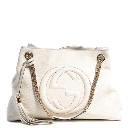 Gucci Pebbled Calfskin Medium Soho Chain Shoulder Bag Off White 1 of 7