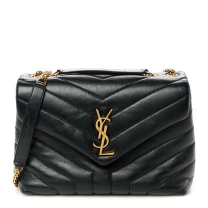 Saint Laurent Calfskin Y Quilted Monogram Small Loulou Chain Satchel Black 1 of 12