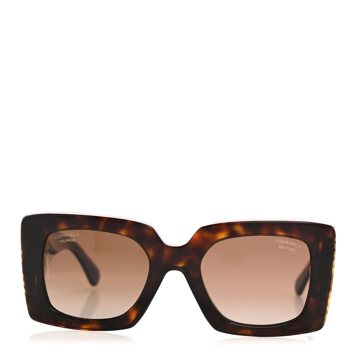 Chanel Acetate Polarized Pearl Rectangle Sunglasses 5480-H-A Tortoise 2 of 9