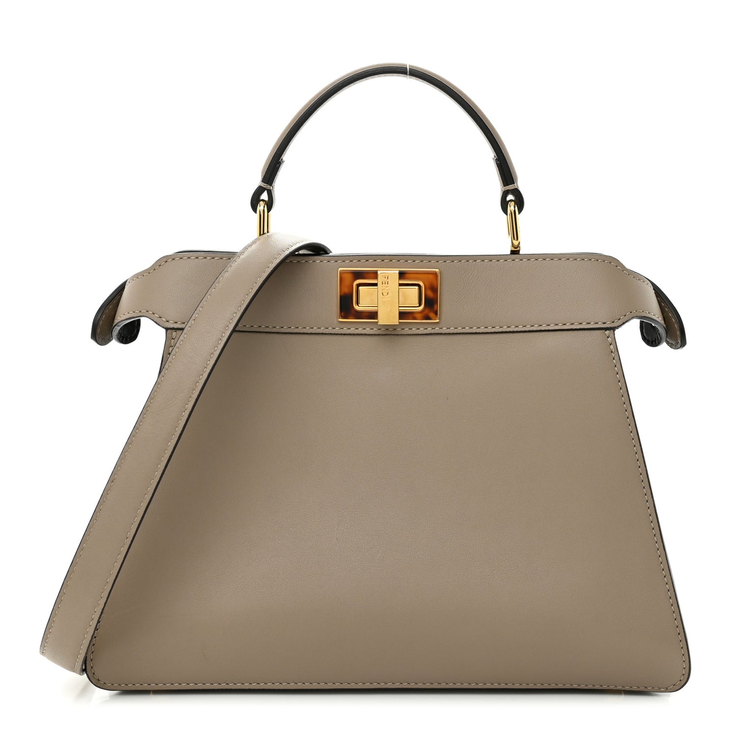 Vitello Seta Shiny Nappa Plexiglass Bi-Color Small Peekaboo I SEE U Satchel Tartaruga Black