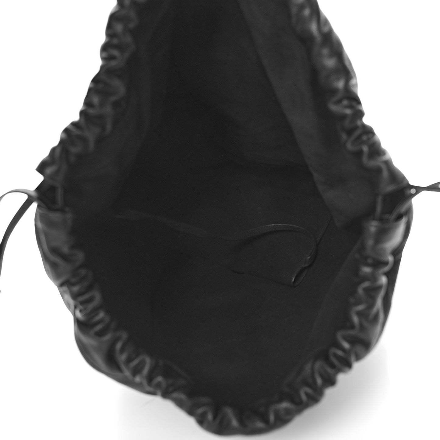 Canvas Calfskin Teddy Drawstring Shopping Tote White Black