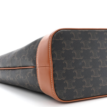 Celine Triomphe Canvas Calfskin Small Bucket Bag Tan 9 of 10