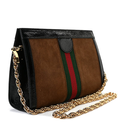 Gucci Suede Patent Web Small Ophidia Chain Shoulder Bag Nocciola Black 3 of 7