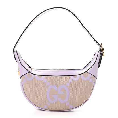 Gucci Monogram Jumbo GG Textured Dollar Calfskin Mini Ophidia Half Moon Hobo Beige Lapis 1 of 10