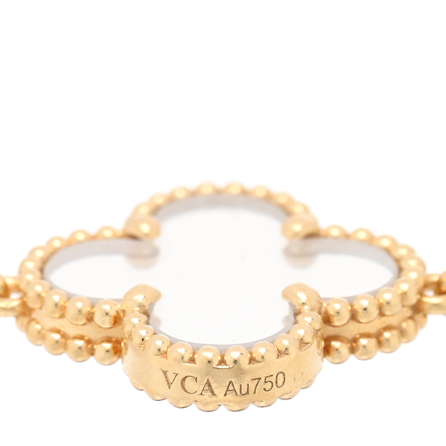 18K Yellow Gold Rock Crystal 5 Motifs Vintage Alhambra Bracelet