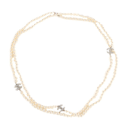 Chanel Pearl CC Long Necklace Silver 3 of 5